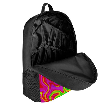 Abstract Colorful Liquid Trippy Print 17 Inch Backpack