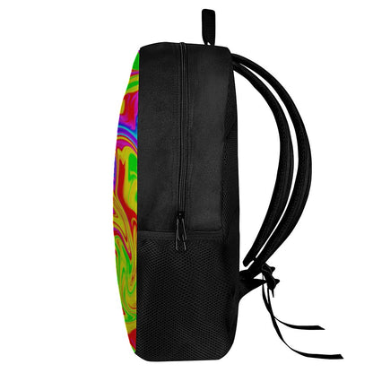 Abstract Colorful Liquid Trippy Print 17 Inch Backpack