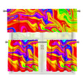Abstract Colorful Liquid Trippy Print 3 Piece Kitchen Curtains
