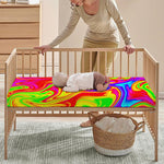 Abstract Colorful Liquid Trippy Print Baby Crib Sheet