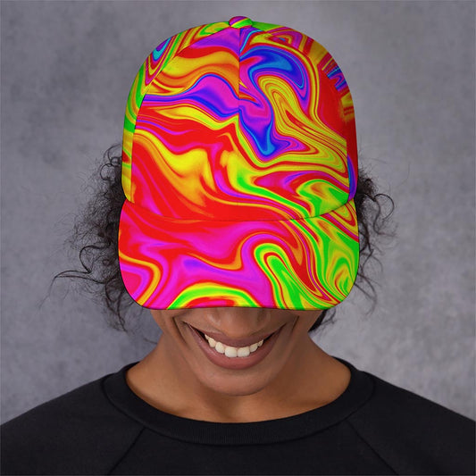 Abstract Colorful Liquid Trippy Print Baseball Cap