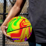 Abstract Colorful Liquid Trippy Print Basketball
