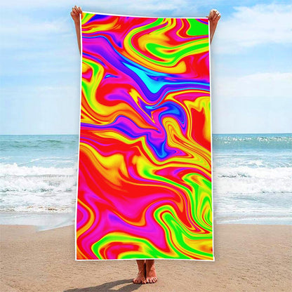 Abstract Colorful Liquid Trippy Print Beach Towel