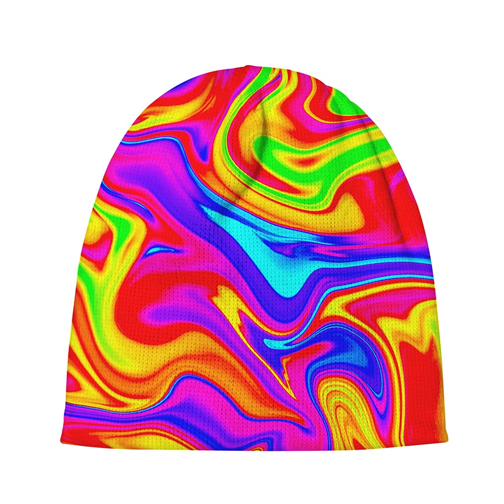 Abstract Colorful Liquid Trippy Print Beanie