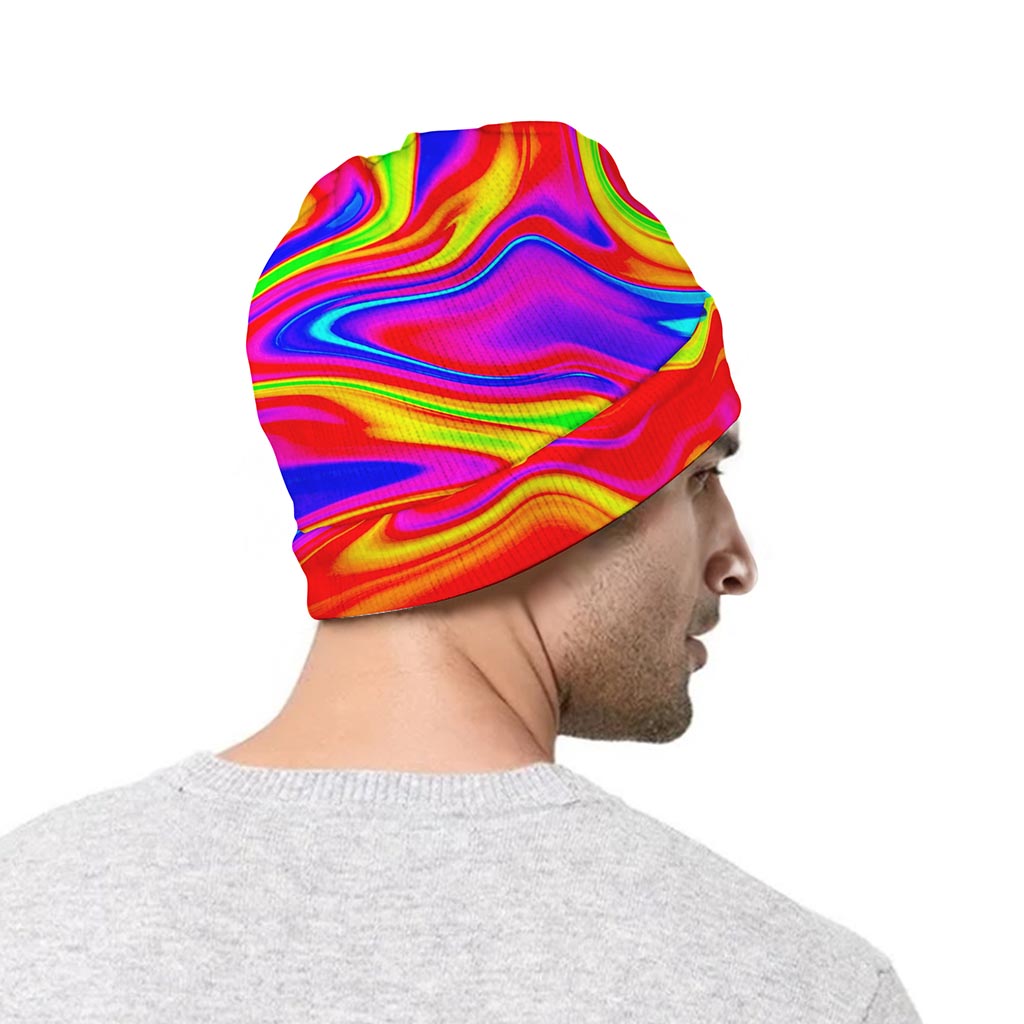 Abstract Colorful Liquid Trippy Print Beanie