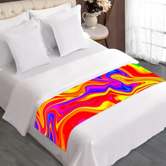 Abstract Colorful Liquid Trippy Print Bed Runner