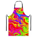 Abstract Colorful Liquid Trippy Print Bib Apron With Pocket