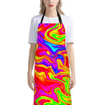 Abstract Colorful Liquid Trippy Print Bib Apron With Pocket