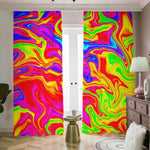 Abstract Colorful Liquid Trippy Print Blackout Pencil Pleat Curtains