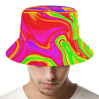 Abstract Colorful Liquid Trippy Print Bucket Hat