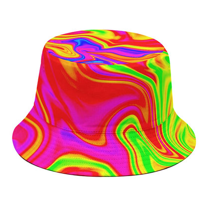 Abstract Colorful Liquid Trippy Print Bucket Hat