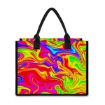 Abstract Colorful Liquid Trippy Print Canvas Tote Bag