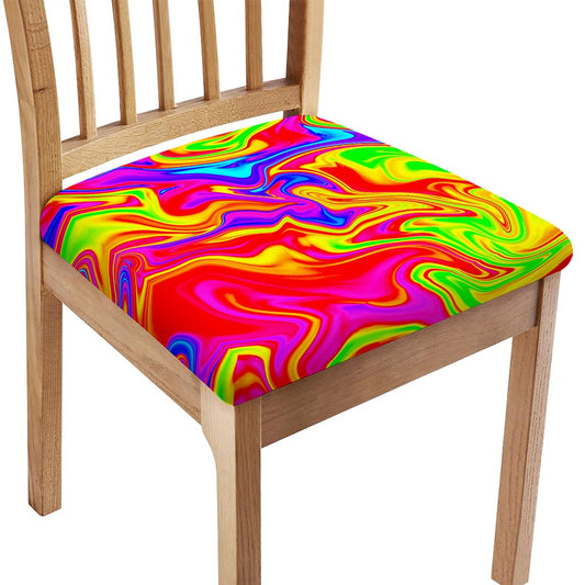 Abstract Colorful Liquid Trippy Print Chair Cushion Cover