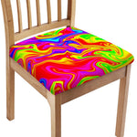 Abstract Colorful Liquid Trippy Print Chair Cushion Cover