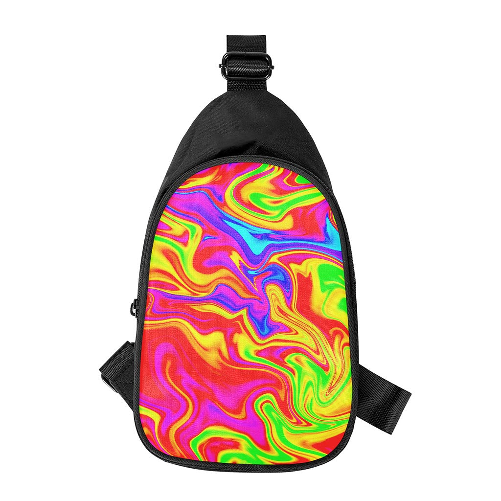 Abstract Colorful Liquid Trippy Print Chest Bag