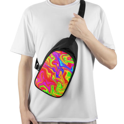 Abstract Colorful Liquid Trippy Print Chest Bag