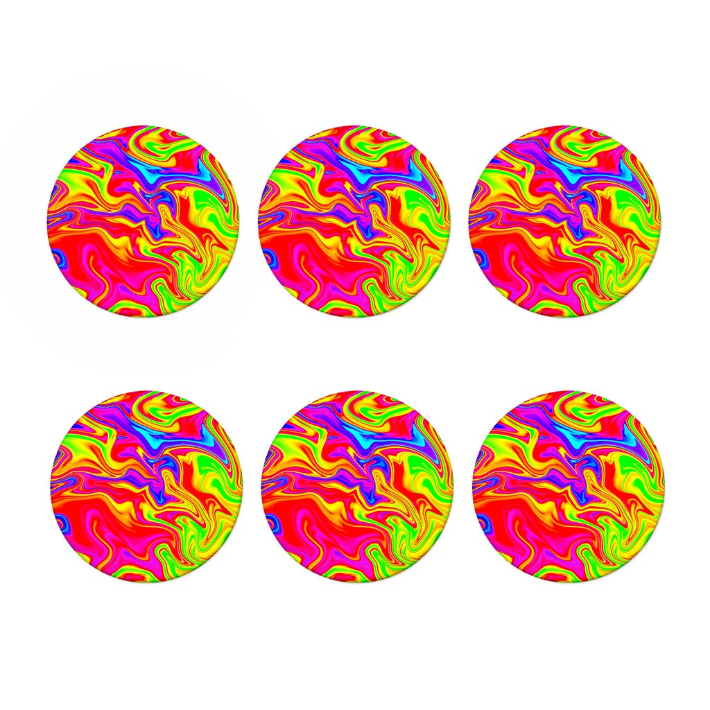 Abstract Colorful Liquid Trippy Print Coaster Set