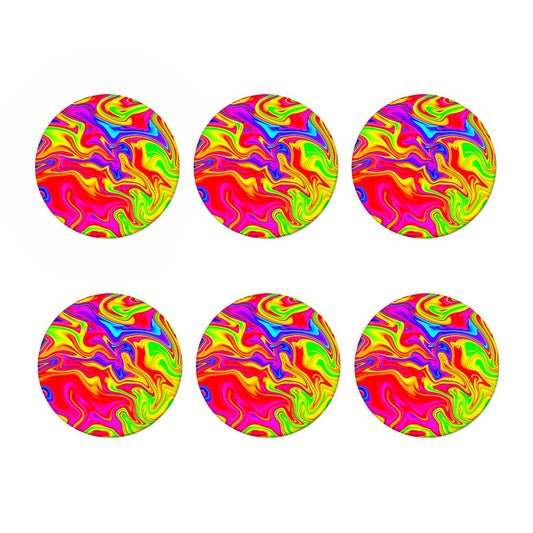 Abstract Colorful Liquid Trippy Print Coaster Set