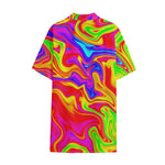 Abstract Colorful Liquid Trippy Print Cotton Hawaiian Shirt