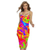 Abstract Colorful Liquid Trippy Print Cross Back Cami Dress