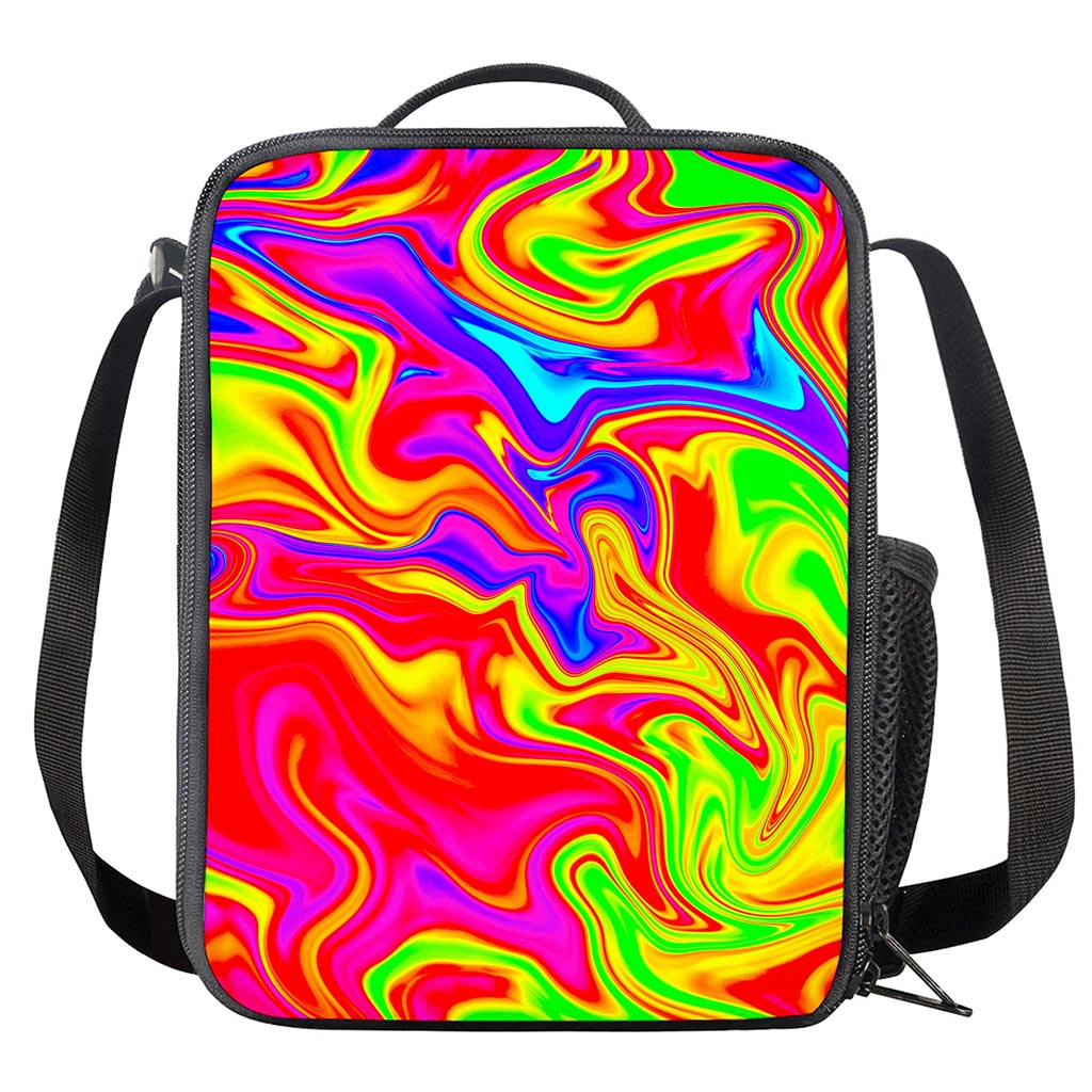 Abstract Colorful Liquid Trippy Print Crossbody Lunch Bag