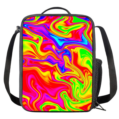 Abstract Colorful Liquid Trippy Print Crossbody Lunch Bag