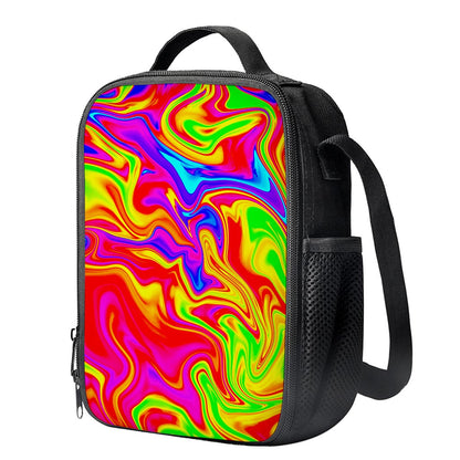 Abstract Colorful Liquid Trippy Print Crossbody Lunch Bag