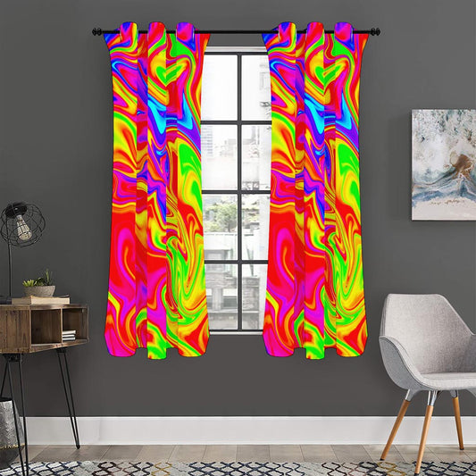 Abstract Colorful Liquid Trippy Print Curtain