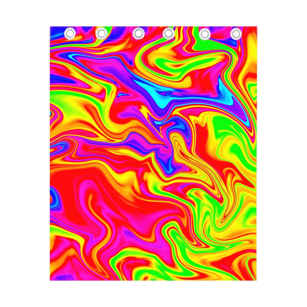 Abstract Colorful Liquid Trippy Print Curtain