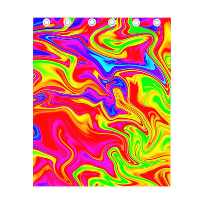 Abstract Colorful Liquid Trippy Print Curtain