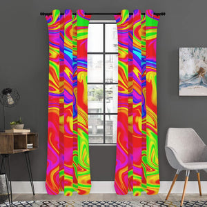 Abstract Colorful Liquid Trippy Print Curtain