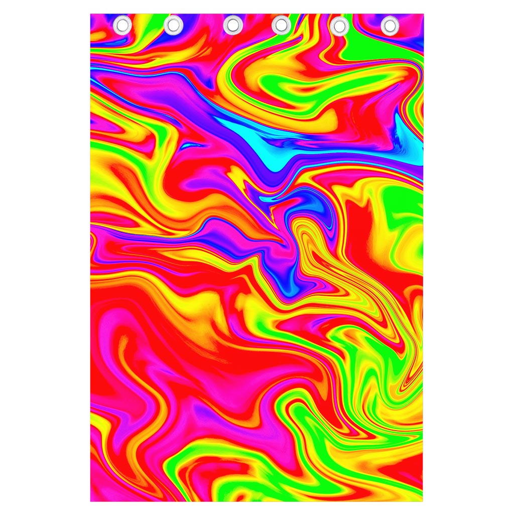 Abstract Colorful Liquid Trippy Print Curtain
