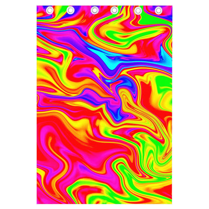 Abstract Colorful Liquid Trippy Print Curtain