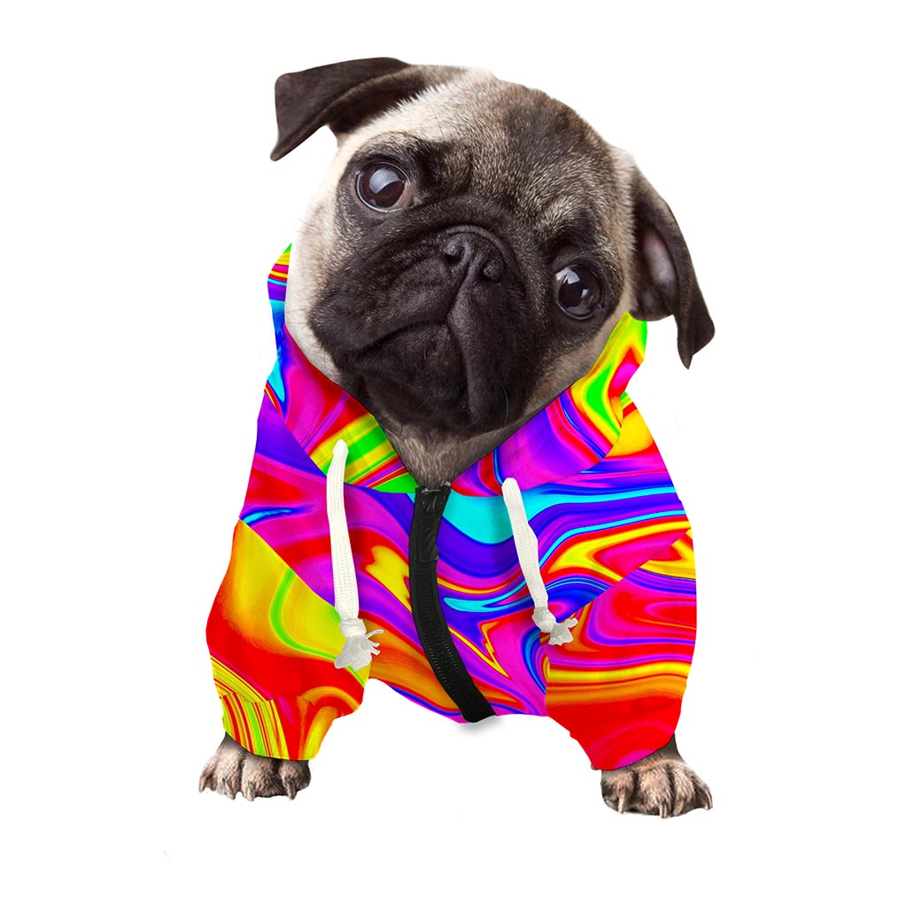Abstract Colorful Liquid Trippy Print Dog Zip Up Hoodie