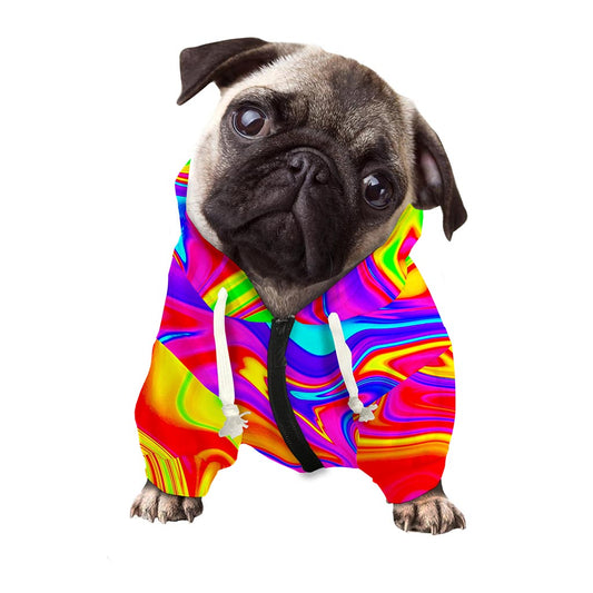 Abstract Colorful Liquid Trippy Print Dog Zip Up Hoodie