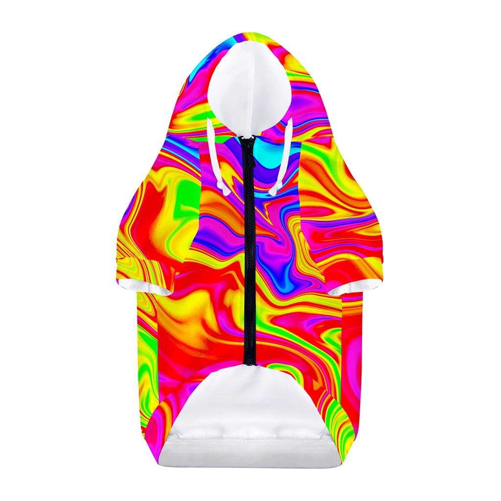 Abstract Colorful Liquid Trippy Print Dog Zip Up Hoodie