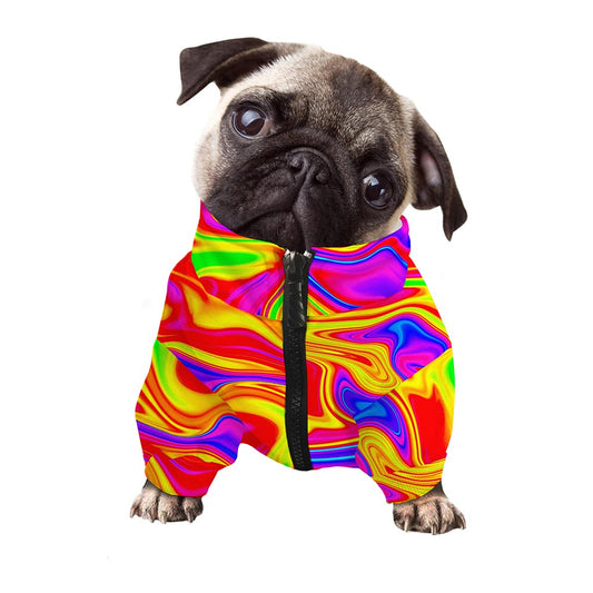 Abstract Colorful Liquid Trippy Print Dog Zip Up Jacket