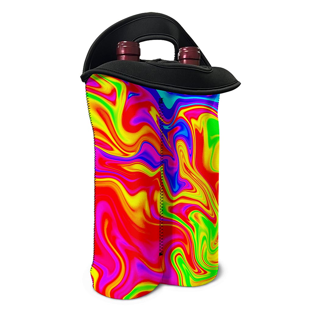 Abstract Colorful Liquid Trippy Print Double Neoprene Wine Tote