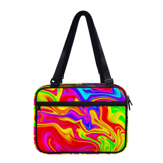 Abstract Colorful Liquid Trippy Print Double Strap Bible Bag