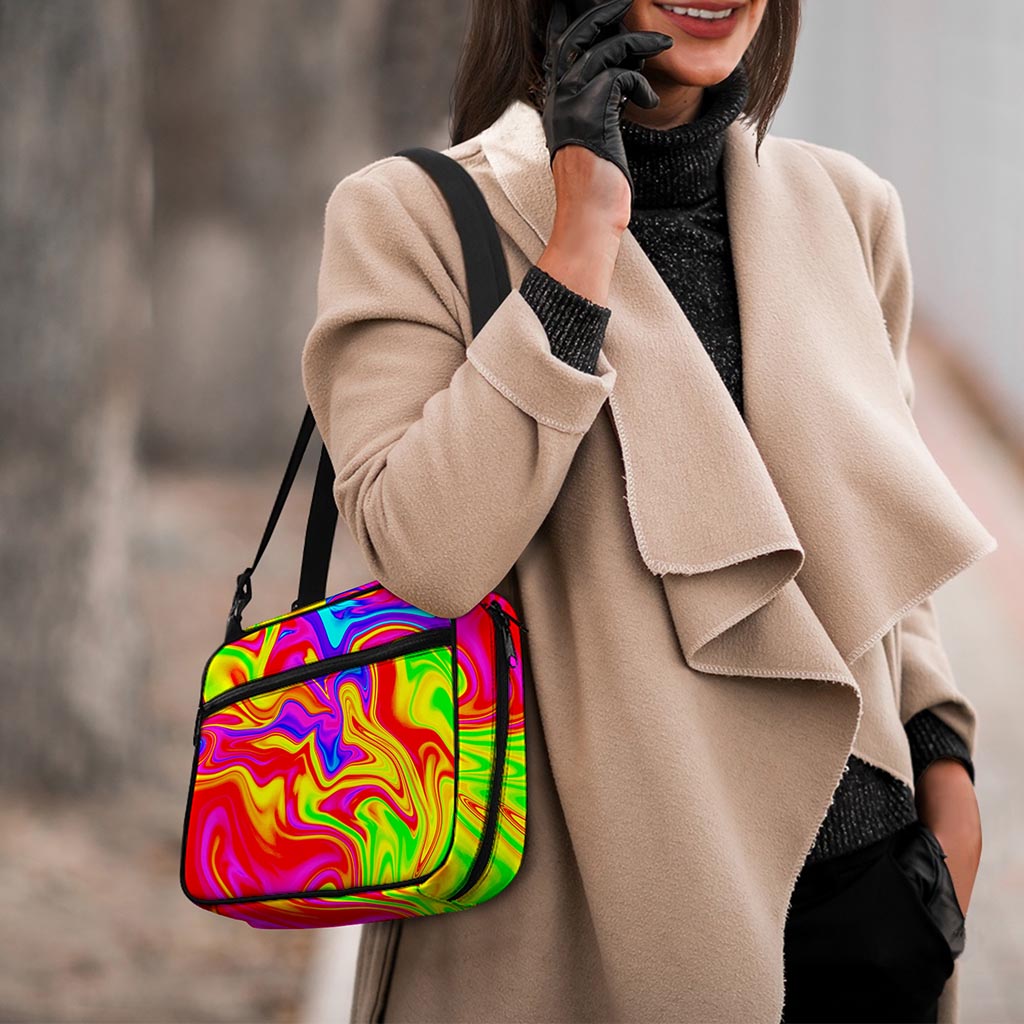 Abstract Colorful Liquid Trippy Print Double Strap Bible Bag