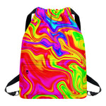 Abstract Colorful Liquid Trippy Print Drawstring Backpack