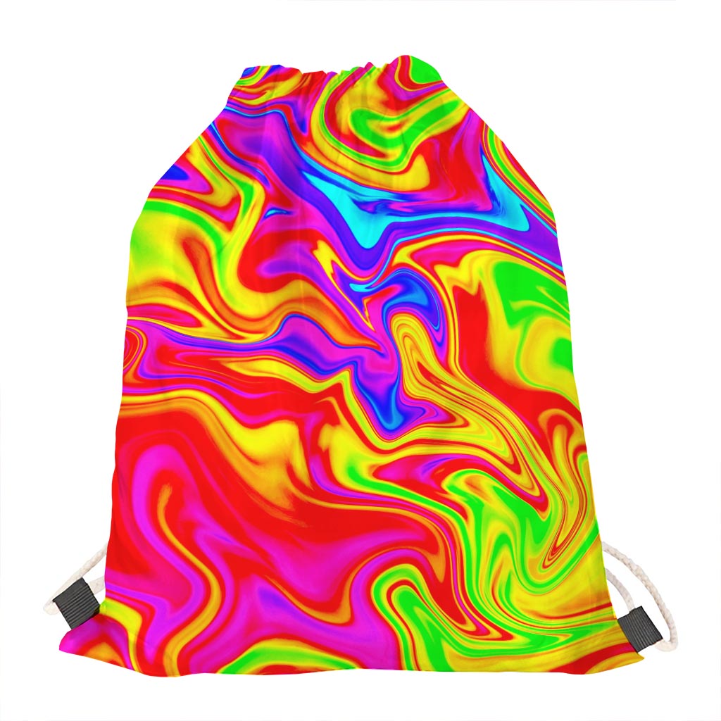 Abstract Colorful Liquid Trippy Print Drawstring Bag