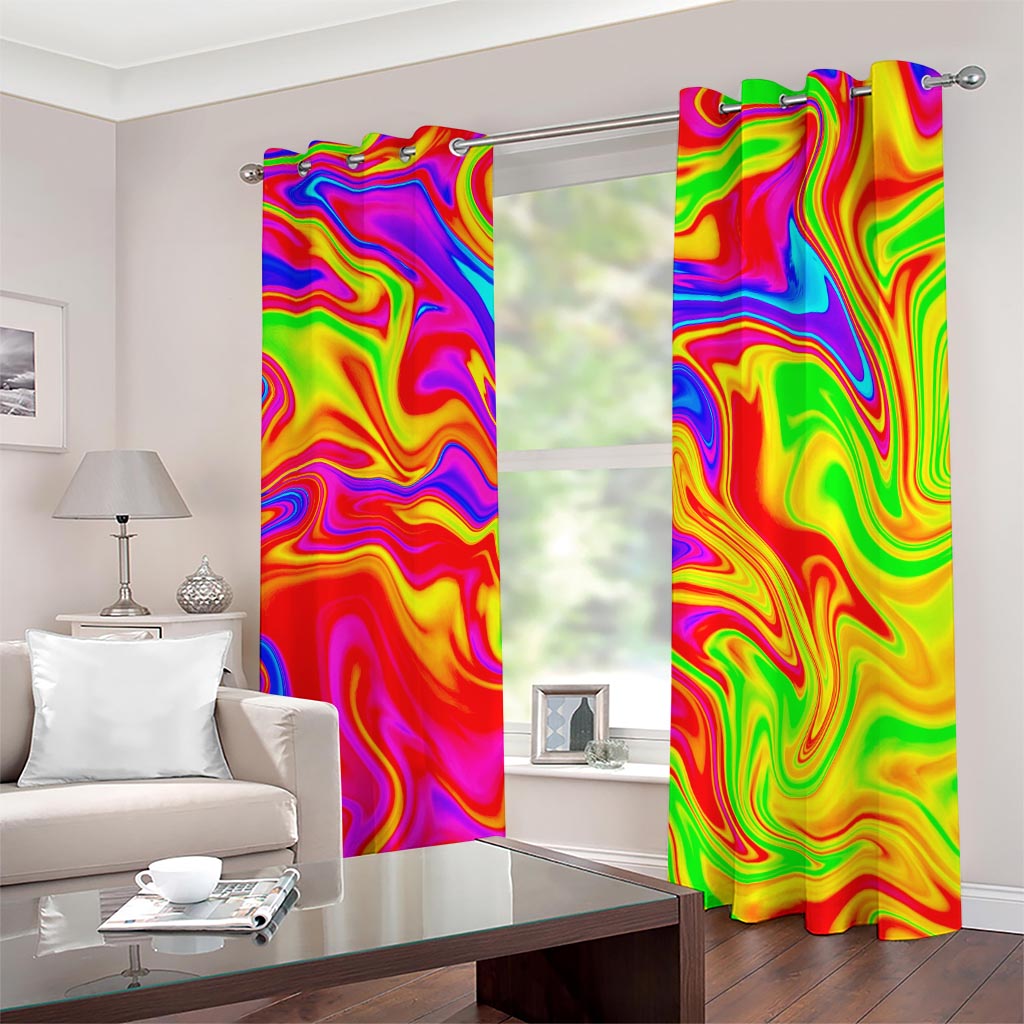 Abstract Colorful Liquid Trippy Print Extra Wide Grommet Curtains