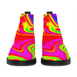 Abstract Colorful Liquid Trippy Print Flat Ankle Boots
