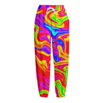Abstract Colorful Liquid Trippy Print Fleece Lined Knit Pants