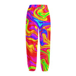 Abstract Colorful Liquid Trippy Print Fleece Lined Knit Pants