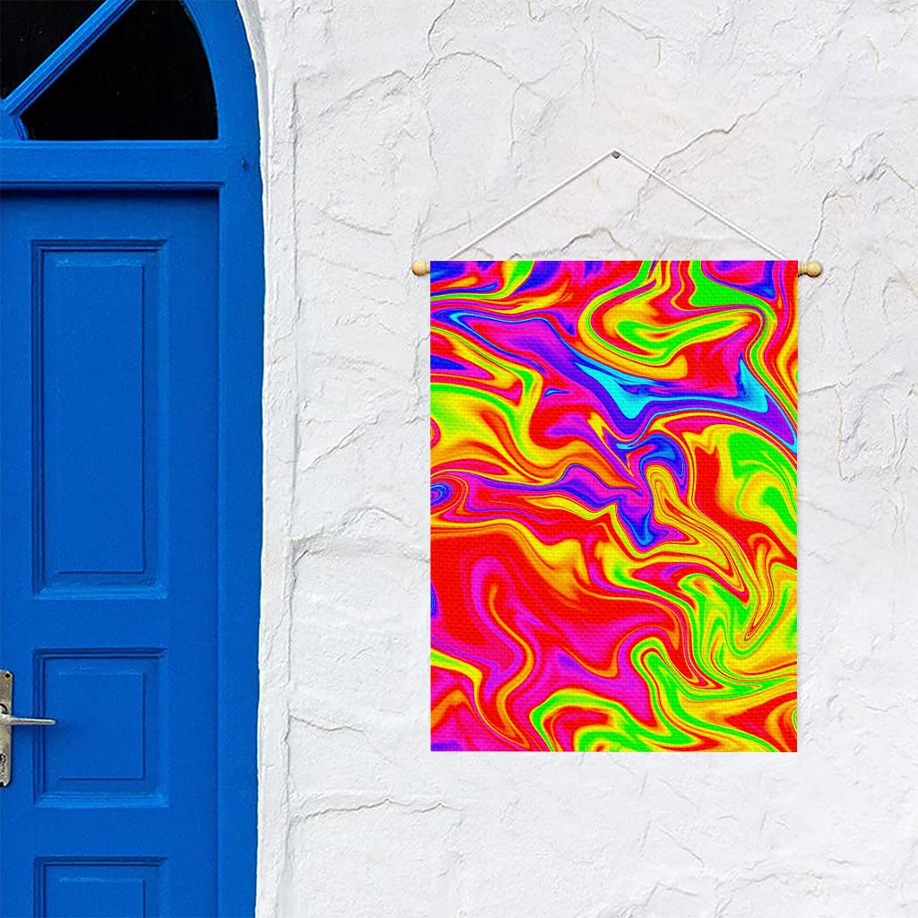 Abstract Colorful Liquid Trippy Print Garden Flag
