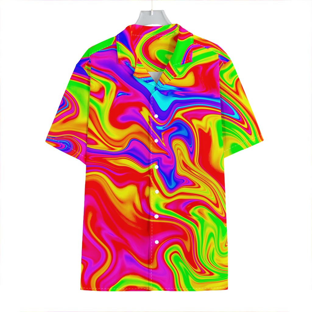 Abstract Colorful Liquid Trippy Print Hawaiian Shirt