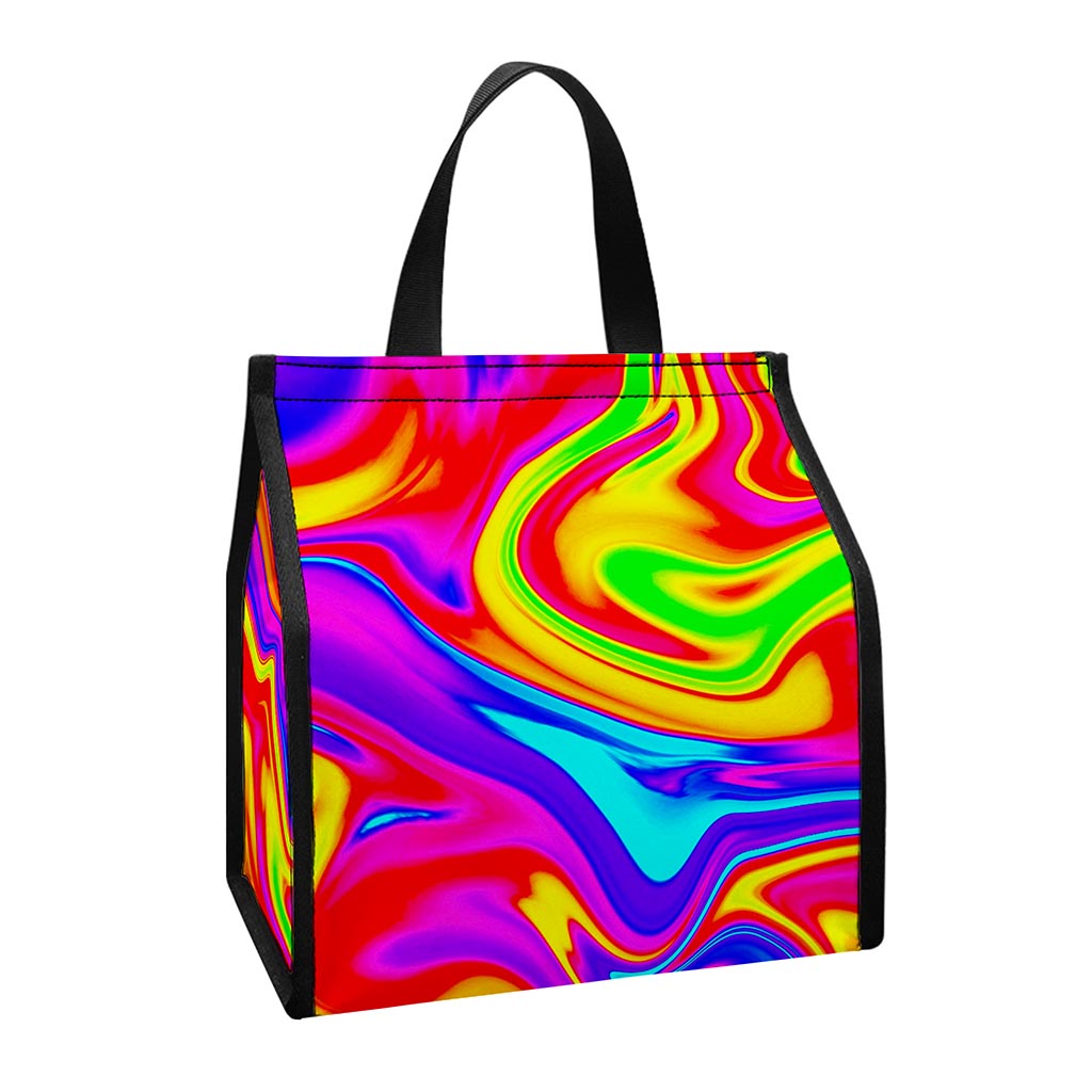 Abstract Colorful Liquid Trippy Print Insulated Lunch Tote
