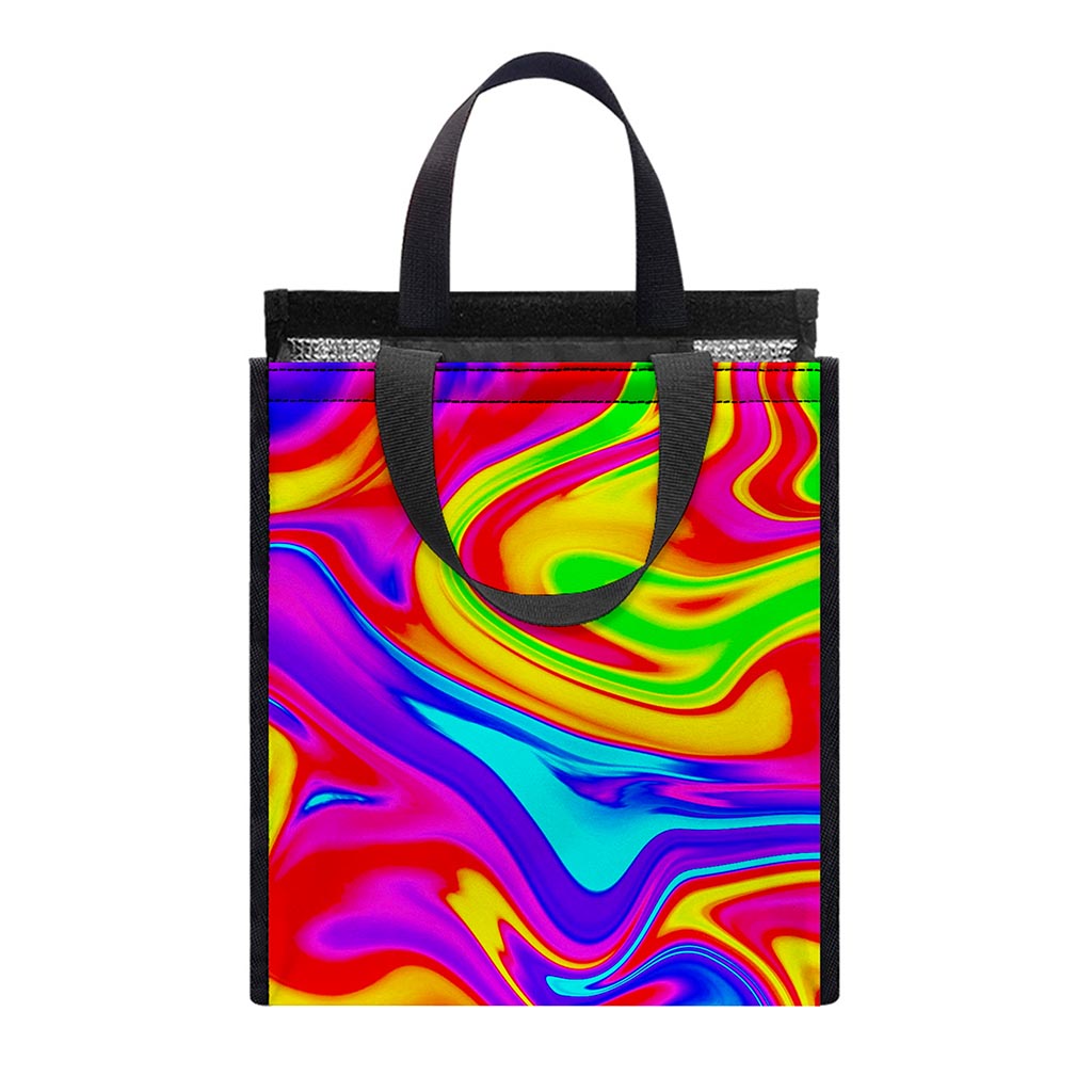 Abstract Colorful Liquid Trippy Print Insulated Lunch Tote